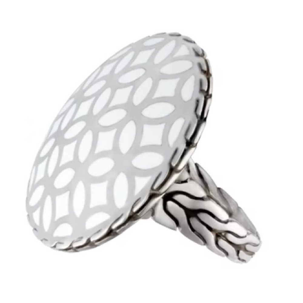John Hardy  Kawung white enamel ring